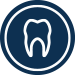 Blue circular icon of tooth